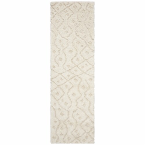 Safavieh SPG511D-28 2 ft.-3 in. x 8 ft. Sparta Shag Power Loomed Runner Area Rug, Ivory & Bei Perspective: front