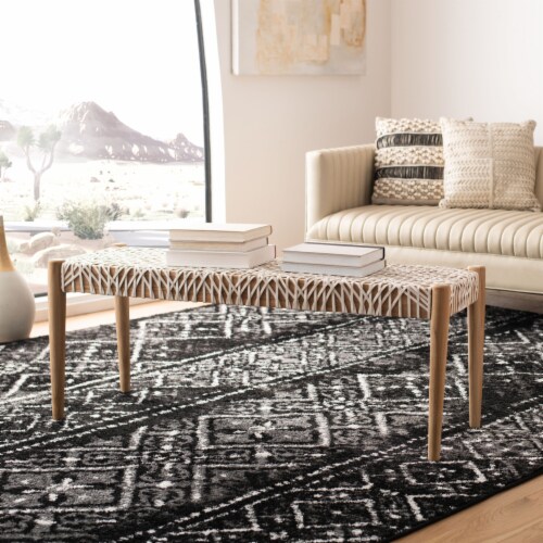 SAFAVIEH Bandelier Leather Weave Bench Off White Natural 64