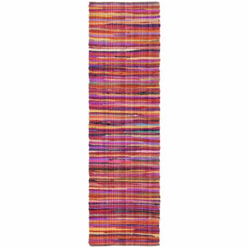Safavieh RAR240D-210 2 ft.-3 in. x 10 ft. Rag Rug Hand Woven Runner Area Rug, Red & Multi-Col Perspective: front