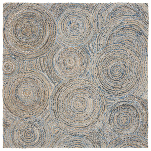 SAFAVIEH Cape Cod CAP603A Handwoven Natural / Denim Rug 6' square, 6
