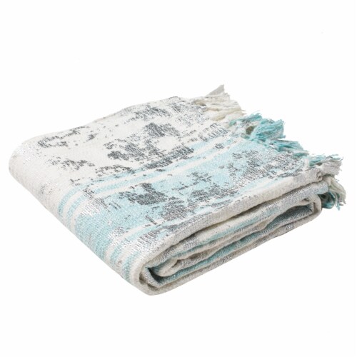 Safavieh Nicola Metallic Throw Blanket - White Perspective: front