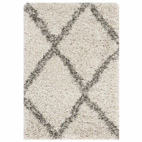 Safavieh SGH329A-2 SGH-Hudson Shag 300 2 x 3 ft. Rectangle Area Rug - Ivory & Grey Perspective: front