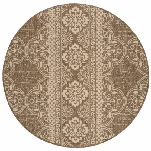 Safavieh LND174A-6R 6 ft. 7 in. x 6 ft. 7 in. Linden 100 Bohemian Round Area Rug, Cream & Bei Perspective: front