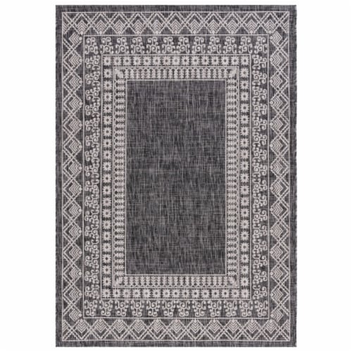 Safavieh CY8484-36621-5 GlobalCourtyard Easy-Care Indoor & Outdoor Rectangle Rug, Black & Bei Perspective: front
