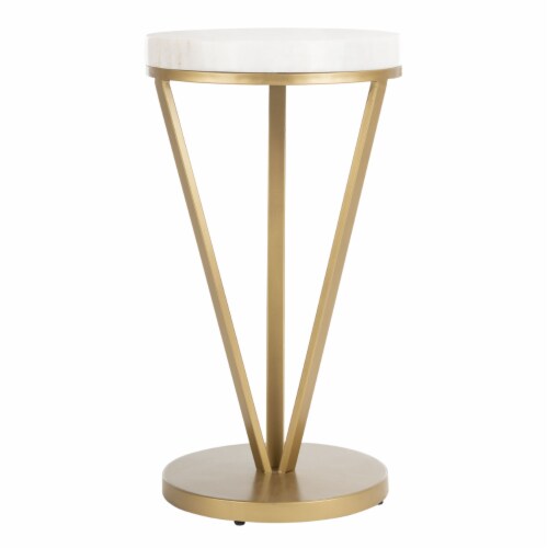 SAFAVIEH Theia Accent Table White / Gold Perspective: front