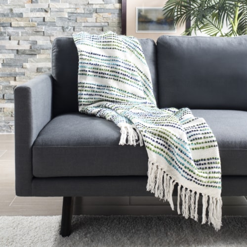 Safavieh Landra Throw Blanket - Blue Perspective: front