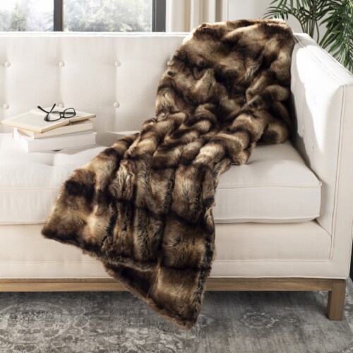 Brown Leopard Print Apparel Home Decor Faux Fur Fabric -Sold By