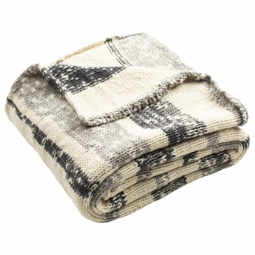 Safavieh Imani Knit Throw Blanket - Dark Grey Perspective: front