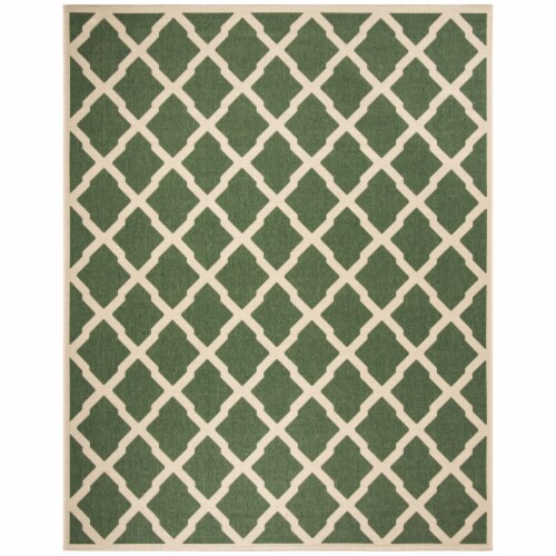 SAFAVIEH Indoor Outdoor BHS122Y Beach House Green / Creme Rug 9' x 12