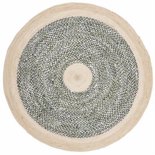 Safavieh CAP210Y-6R 6 x 6 ft. Cape Cod Collection Global Round Hand Woven Rug - Green & Natur Perspective: front