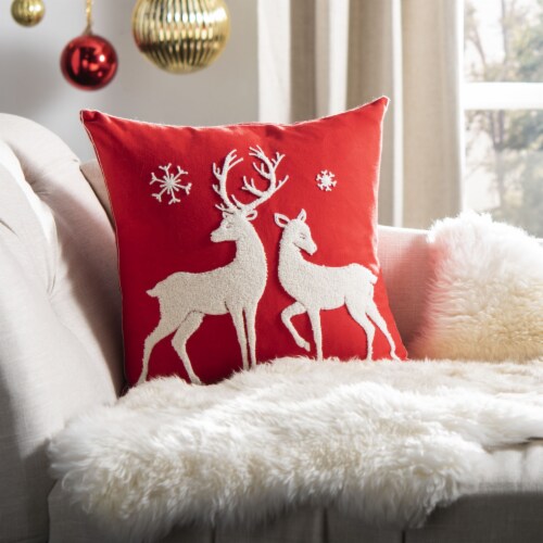 Safavieh Milzi Square Pillow - Red / White Perspective: front