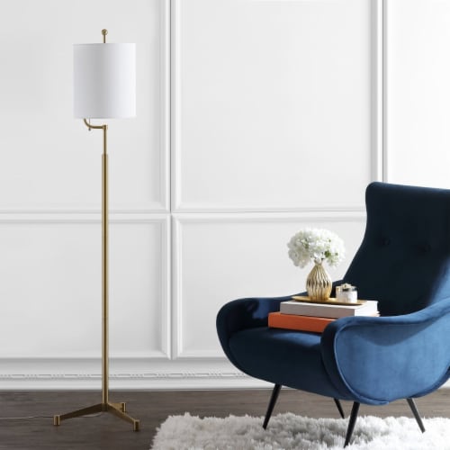 SAFAVIEH Ezekiel Floor Lamp | Brass | Perspective: front