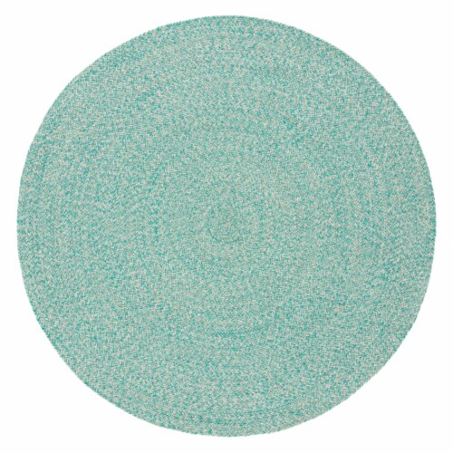 SAFAVIEH Braided BRD701Y Handwoven Teal / Ivory Rug 4' round Perspective: front
