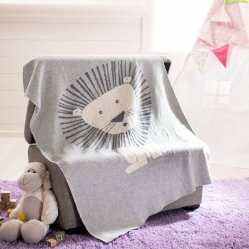 Safavieh Dandy Lion Baby Throw - Grey Perspective: front
