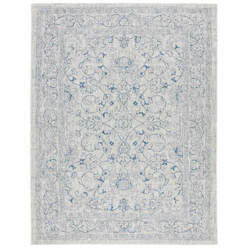 SAFAVIEH Outdoor CY8680-36812 Courtyard Grey / Navy Rug 9' x 12' Perspective: front