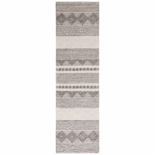 SAFAVIEH Natura NAT102A Handwoven Grey / Ivory Rug 2' 3  x 18' Perspective: front