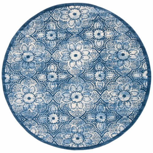Martha Stewart Brentwood Round Rug - Navy/Creme Perspective: front