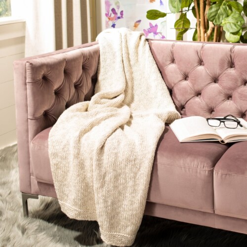 Safavieh Natural Ralen Knit Throw Perspective: front