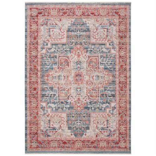 SAFAVIEH Kenitra Collection KRA659M Blue / Red Rug 5' x 8' Perspective: front