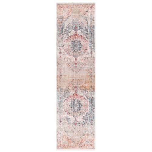 Safavieh KRA676G Kenitra 600 Grey / Light Blue 2' 2 x 8' Perspective: front