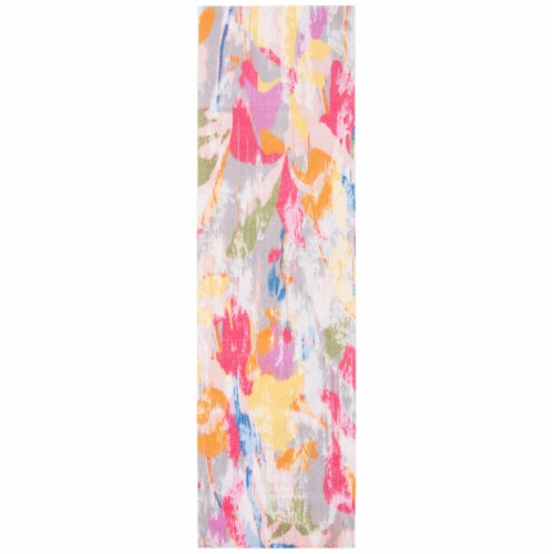 SAFAVIEH Florist Collection FLS152U Pink / Grey Rug 2' 3 x 8' Perspective: front