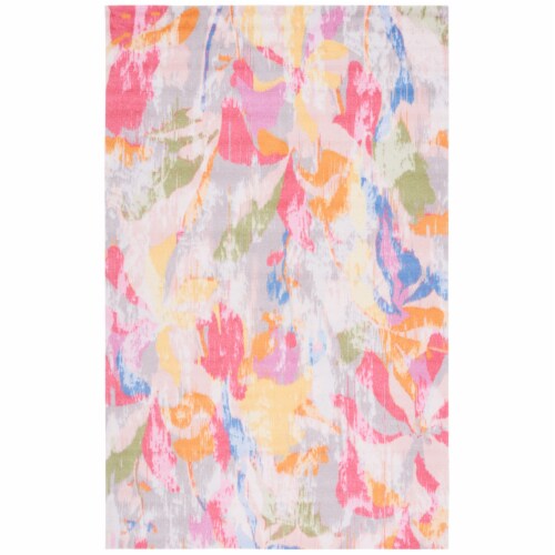 SAFAVIEH Florist Collection FLS152U Pink / Grey Rug 5' x 8' Perspective: front