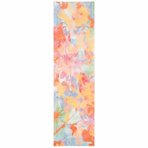 SAFAVIEH Florist Collection FLS154C Yellow / Plum Rug 2' 3 x 8' Perspective: front