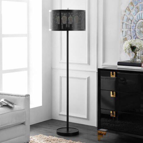 SAFAVIEH Vela Floor Lamp | Black | Perspective: front