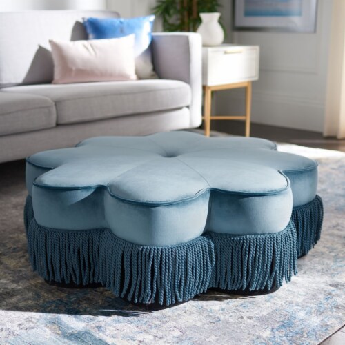 SAFAVIEH Tanith Flower Ottoman Dusty Blue 1 unit Fry s Food Stores