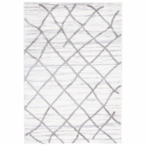 SAFAVIEH Tahoe Shag Collection THO662C White / Grey Rug 5' x 7' Perspective: front