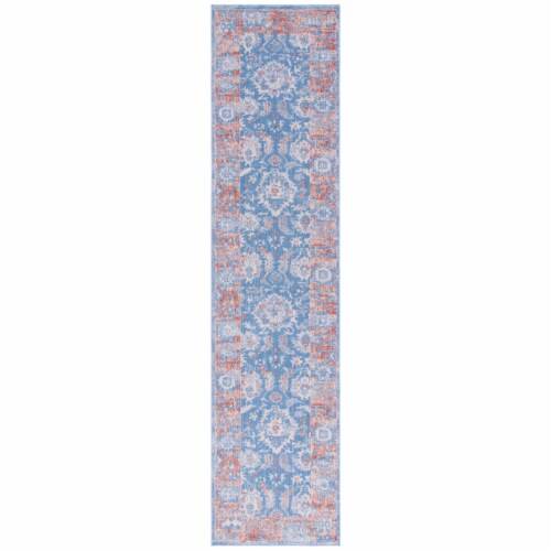 Safavieh HLC415M-313 Hellenic 400 Runner Area Rug, Blue & Rust - 3 x 13 ft. Perspective: front
