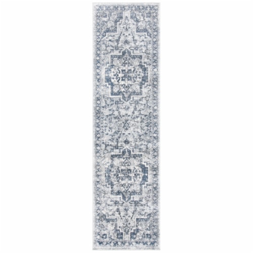 Martha Stewart Denver Oregon Floor Runner - Navy/Ivory Perspective: front