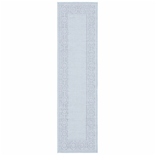Safavieh Martha Stewart Courtyard Indoor Outdoor Floor Runner -  Aqua / Cream Perspective: front