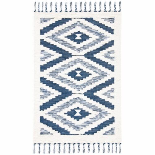 SAFAVIEH Natura NAT682A Handwoven Ivory / Blue Rug 2' 3  x 8' Perspective: front