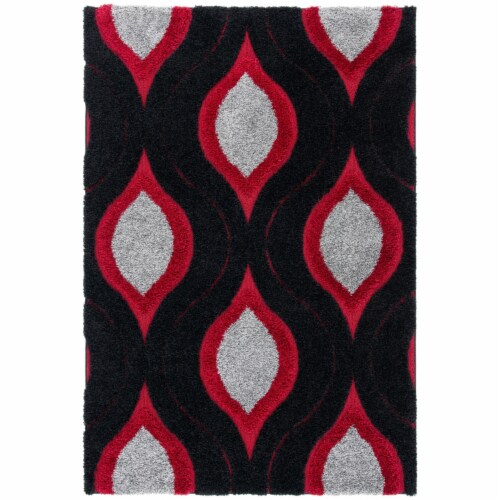 SAFAVIEH Florida Shag SG461-9040 Black / Red Rug 6' x 9' Perspective: front