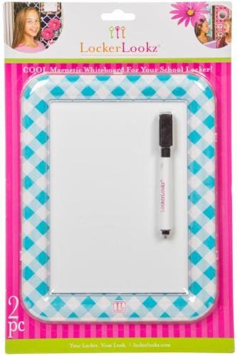 LockerLookz Blue Gingham Locker Erase Board - Blue/White Perspective: front