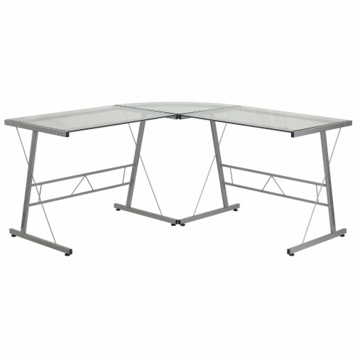 Glass l shaped desk discount