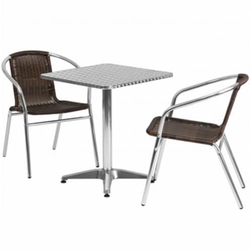 Flash Furniture TLH - ALUM - 24SQ - 020CHR2 - GG 23.5 in. Square Aluminum Indoor - Outdoor Ta Perspective: front