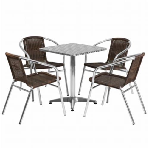 Flash Furniture TLH - ALUM - 24SQ - 020CHR4 - GG 23.5 in. Square Aluminum Indoor - Outdoor Ta Perspective: front