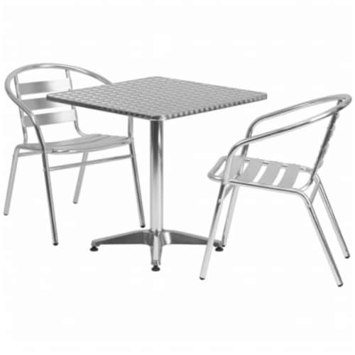 Flash Furniture TLH - ALUM - 28SQ - 017BCHR2 - GG 27.5 in. Square Aluminum Indoor - Outdoor T Perspective: front