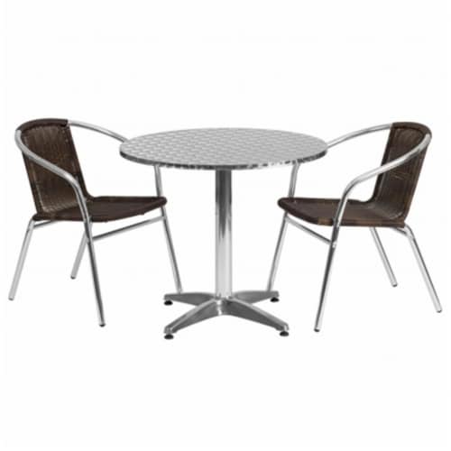 Flash Furniture TLH - ALUM - 32RD - 020CHR2 - GG 31.5 in. Round Aluminum Indoor - Outdoor Tab Perspective: front