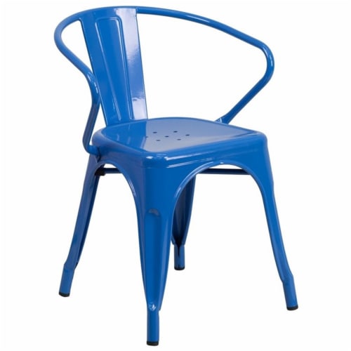 Flash Furniture Metal Indoor/Outdoor Chair with Arms Blue (CH31270BL) Perspective: front