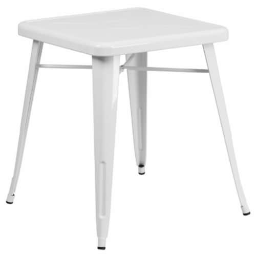 Flash Furniture 24'' Square Metal Indoor/Outdoor Table; White CH3133029WH Perspective: front