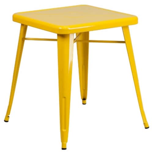 Flash Furniture CH-31330-29-YL-GG 24 in. Metal Indoor-Outdoor Table- Square - Yellow Perspective: front