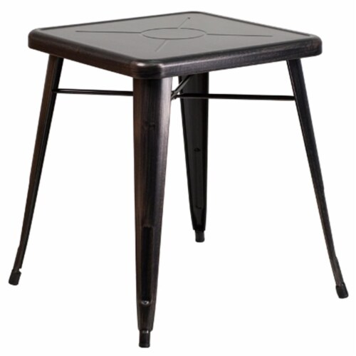 Flash Furniture Square Metal Indoor/Outdoor Table 27.75 x 27.75 Black/Antique Gold Perspective: front