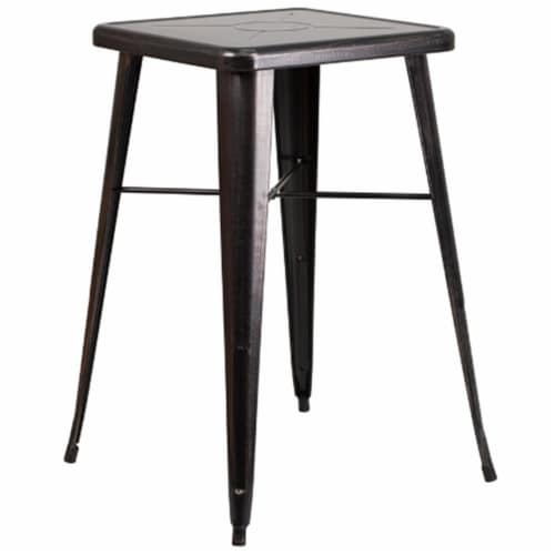 Flash Furniture CH-31330-BQ-GG 24 in. Metal Indoor-Outdoor Bar Height Table- Square - Black- Perspective: front