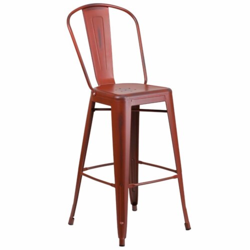 Red metal bar stools with back cheap