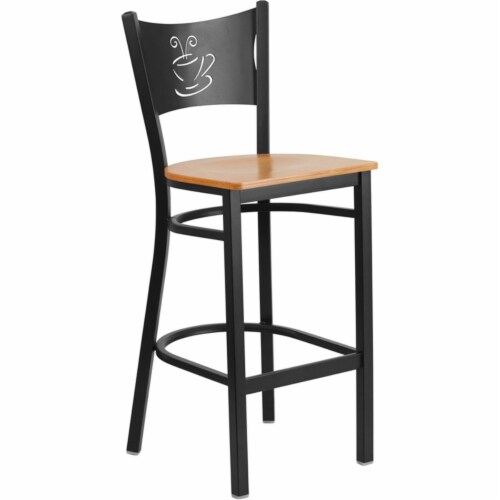 Flash Furniture Metal Restaurant Bar Stool in Black and Natural 1