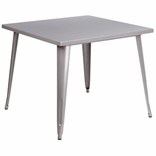 Flash Furniture 35.5'' Square Silver Metal Indoor-Outdoor Table CH5105029SIL Perspective: front