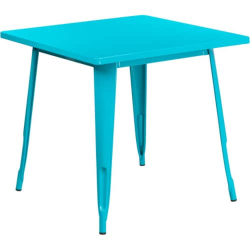Flash Furniture ET-CT002-1-CB-GG 31.5 in. Square Crystal Teal-Blue Metal Indoor & Outdoor Tab Perspective: front